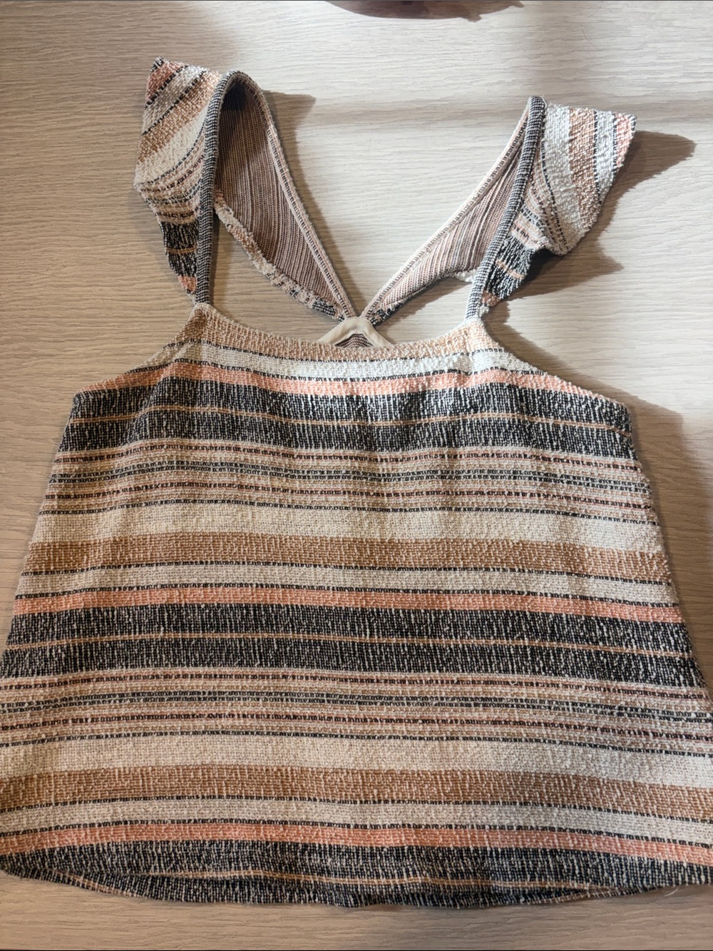 Madewell Striped Knit Camisole in Beige, Black & Pink